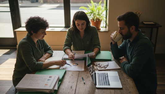 Team reviewing coffee sourcing criteria
