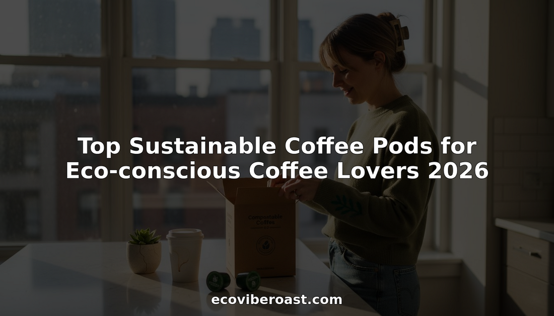 Woman opening eco coffee pods in sunlit kitchen