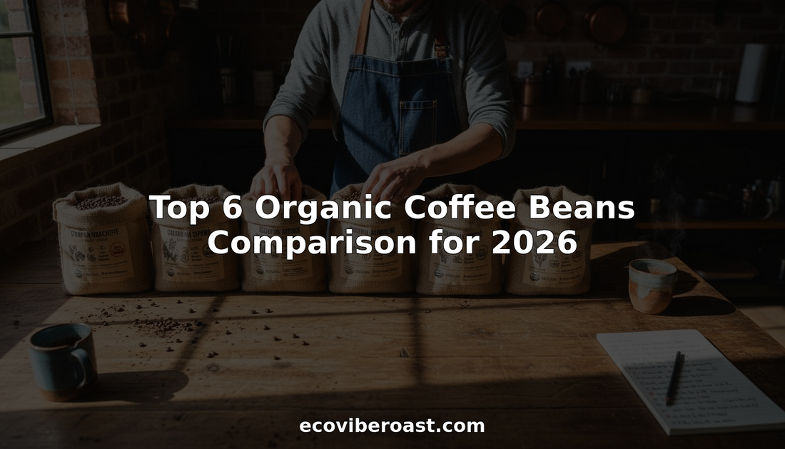 Top six organic coffee beans bags side by side