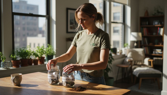 Woman sorting coffee pods in kitchen