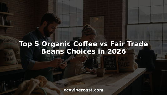 Baristas comparing organic and fair trade coffee beans