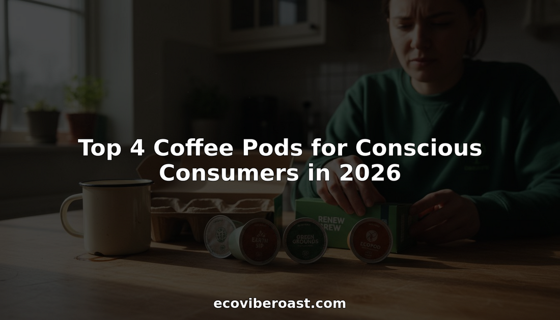 Eco-friendly coffee pods on kitchen table