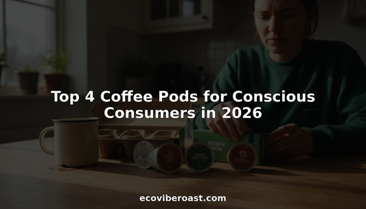 Eco-friendly coffee pods on kitchen table