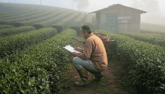 Tea farmer tracking transparent sourcing outdoors