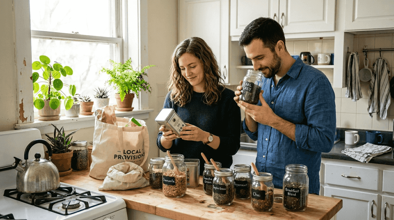 Couple choosing eco-friendly loose leaf teas