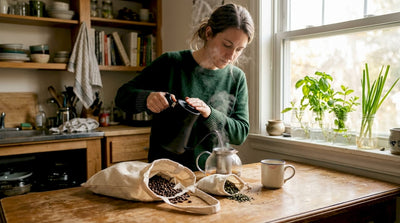 Woman brews eco-friendly coffee and tea