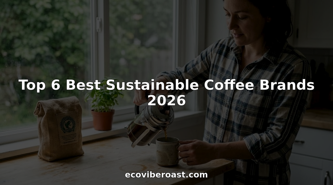 Woman pours coffee in eco-friendly kitchen scene