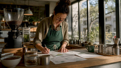Specialist documenting coffee blend traceability