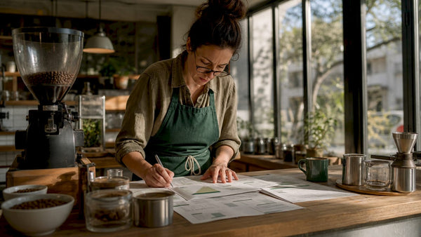 Specialist documenting coffee blend traceability