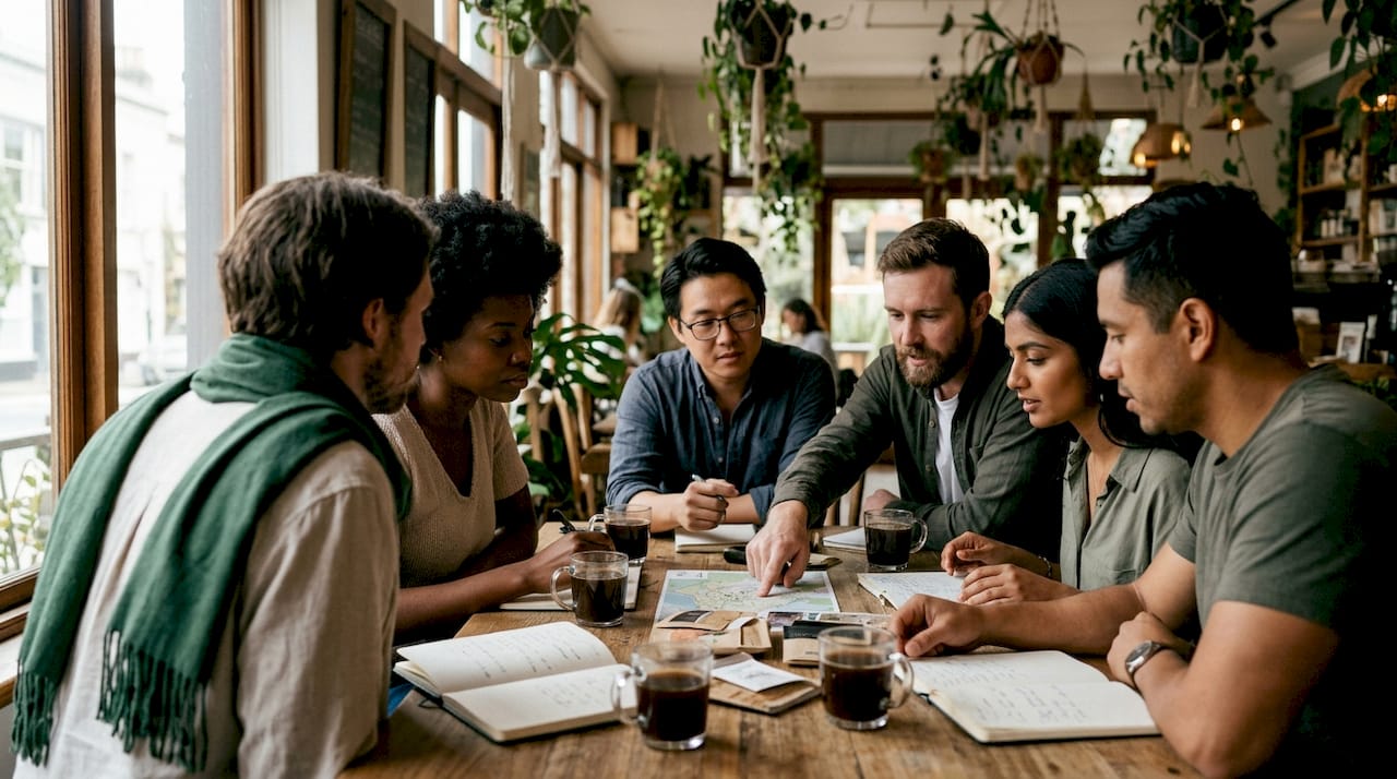 Diverse team meeting on local sourcing strategy