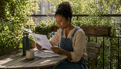 Sustainability manager reviewing eco reports in office