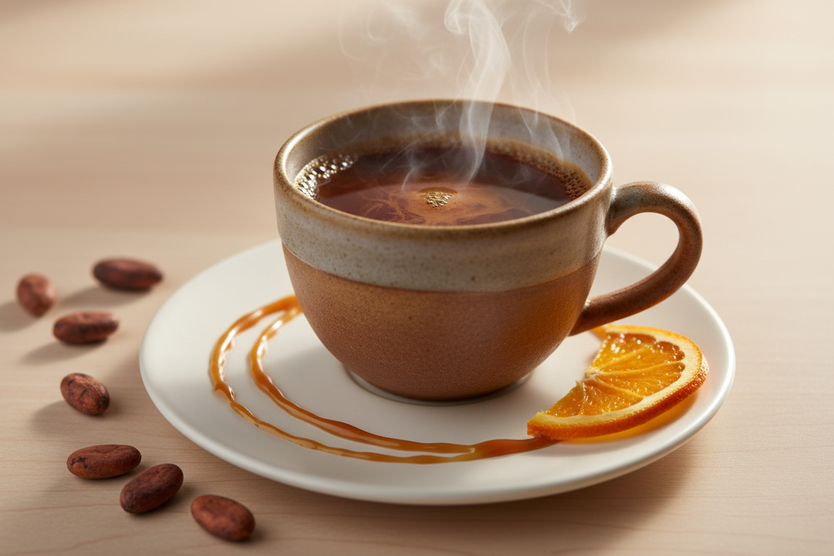 Premium instant coffee pouch with smooth cocoa and caramel blend