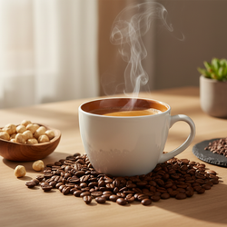 Breakfast Blend Plus Coffee medium roast high-caffeine blend with nutty chocolate notes