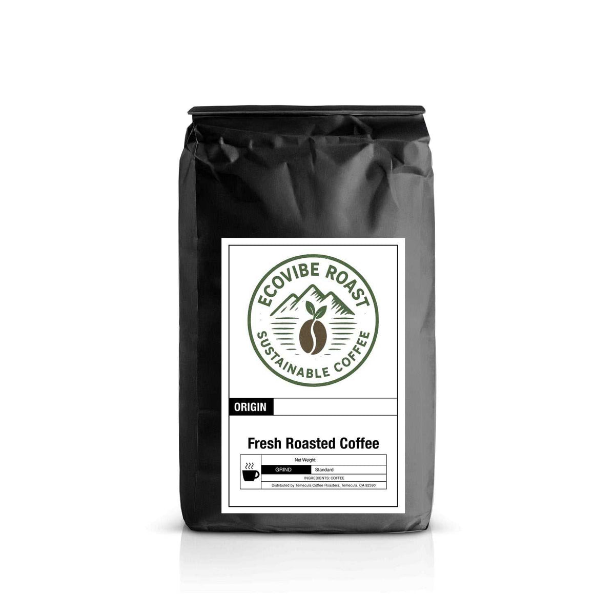 Bag of African Espresso Blend fresh roasted coffee beans with eco-friendly packaging
