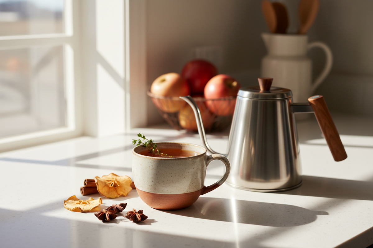 Apple Cider Rooibos herbal tea with cinnamon and orange peel in loose leaf form