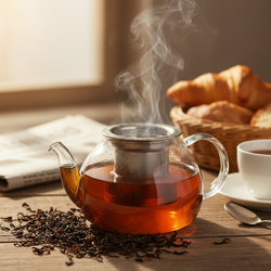 English Breakfast Tea loose leaf blend of Assam, Ceylon, and Darjeeling for bold morning brew
